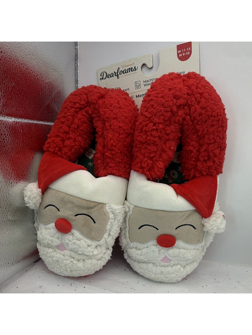 Dearfoams Santa Claus Christmas Slip-On Slippers Memory Foam Women's 11-12